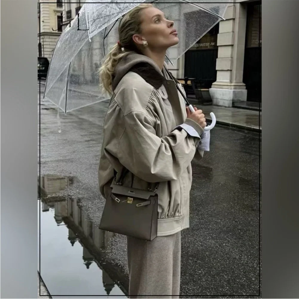 Helsa NWOT The Shirred Bomber Jacket With Corduroy Collar - Picture 4 of 15